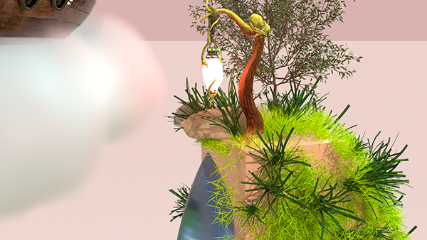 구름이 나오는 신비한 폭포 (돌 텍스쳐 및 나무 등 외부 에셋을 수정하여 사용)